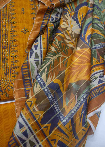 Bin Saeed Fabric - PDE-0099- 3 Piece Lawn Embroidered UnStitched Suit