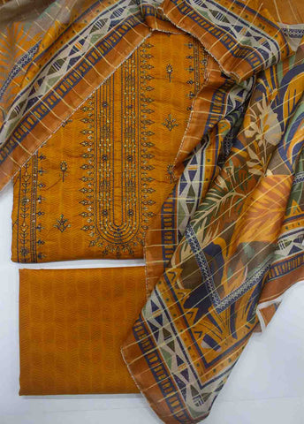 Bin Saeed Fabric - PDE-0099- 3 Piece Lawn Embroidered UnStitched Suit