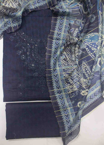 Bin Saeed Fabric - PDE-0100- 3 Piece Embroidered Cotton UnStitched Suit
