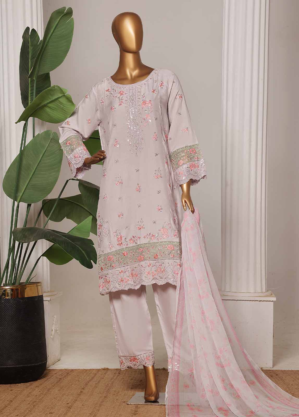 Bin Saeed Fabric - RTCS-0100-CS R-65- 3 Piece Luxury Embroidered Stitched Suit