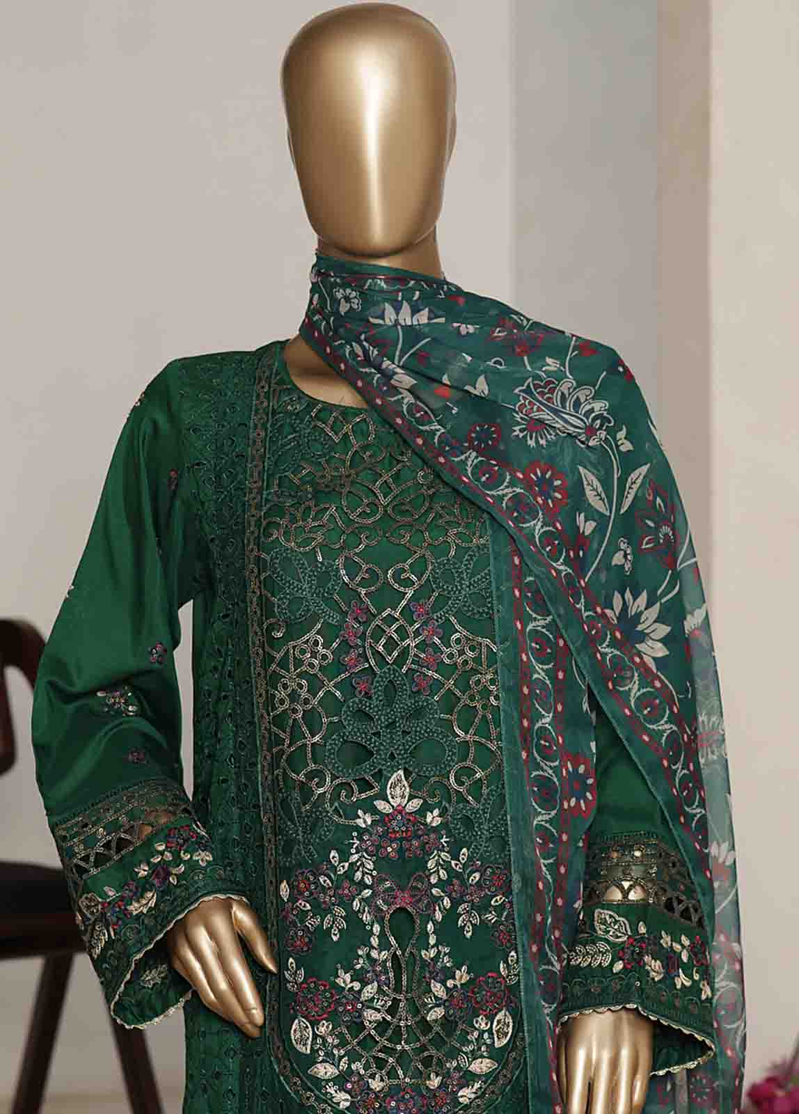 Bin Saeed Fabric - RTCS-0101 R-065- 3 Piece Luxury Embroidered Stitched Suit