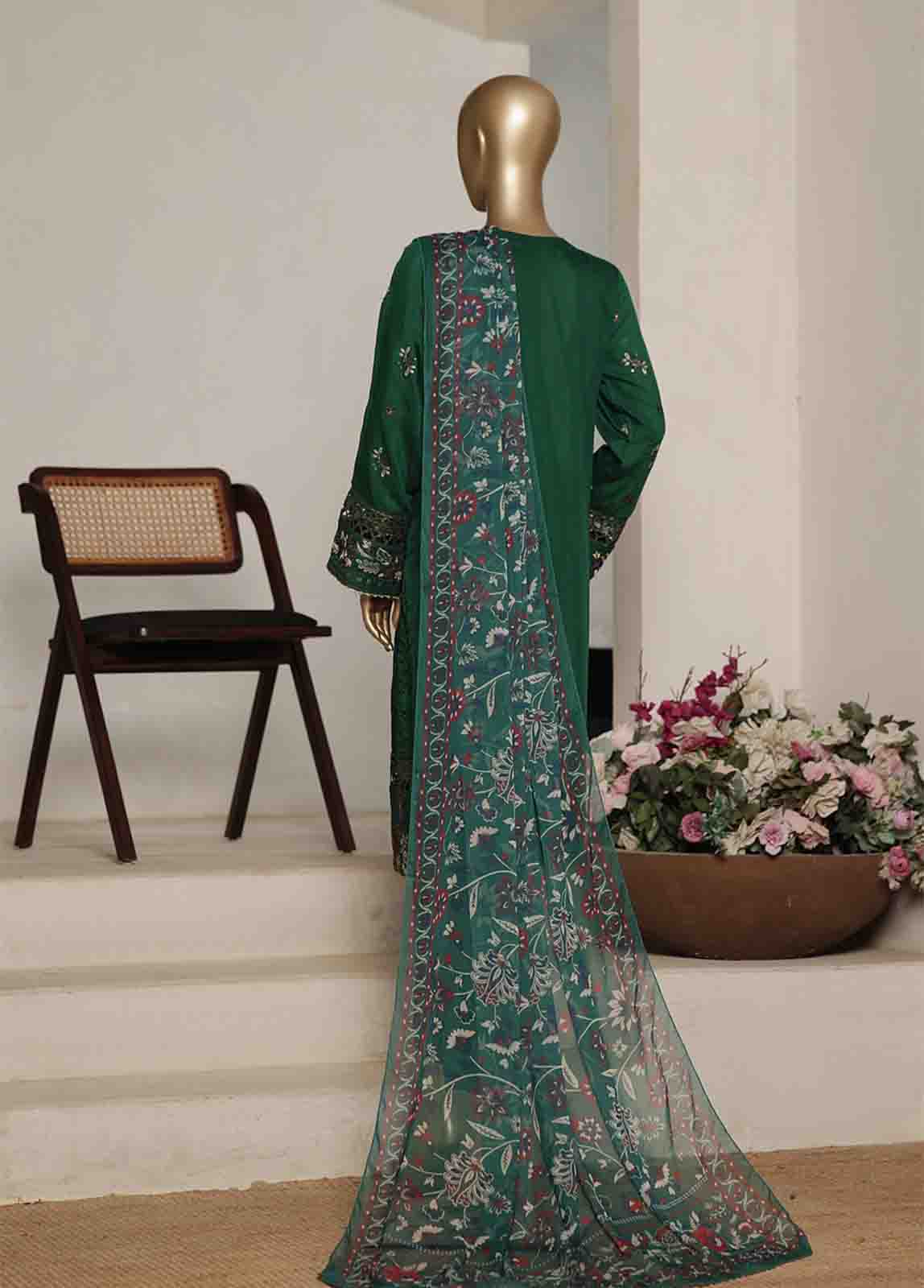 Bin Saeed Fabric - RTCS-0101 R-065- 3 Piece Luxury Embroidered Stitched Suit