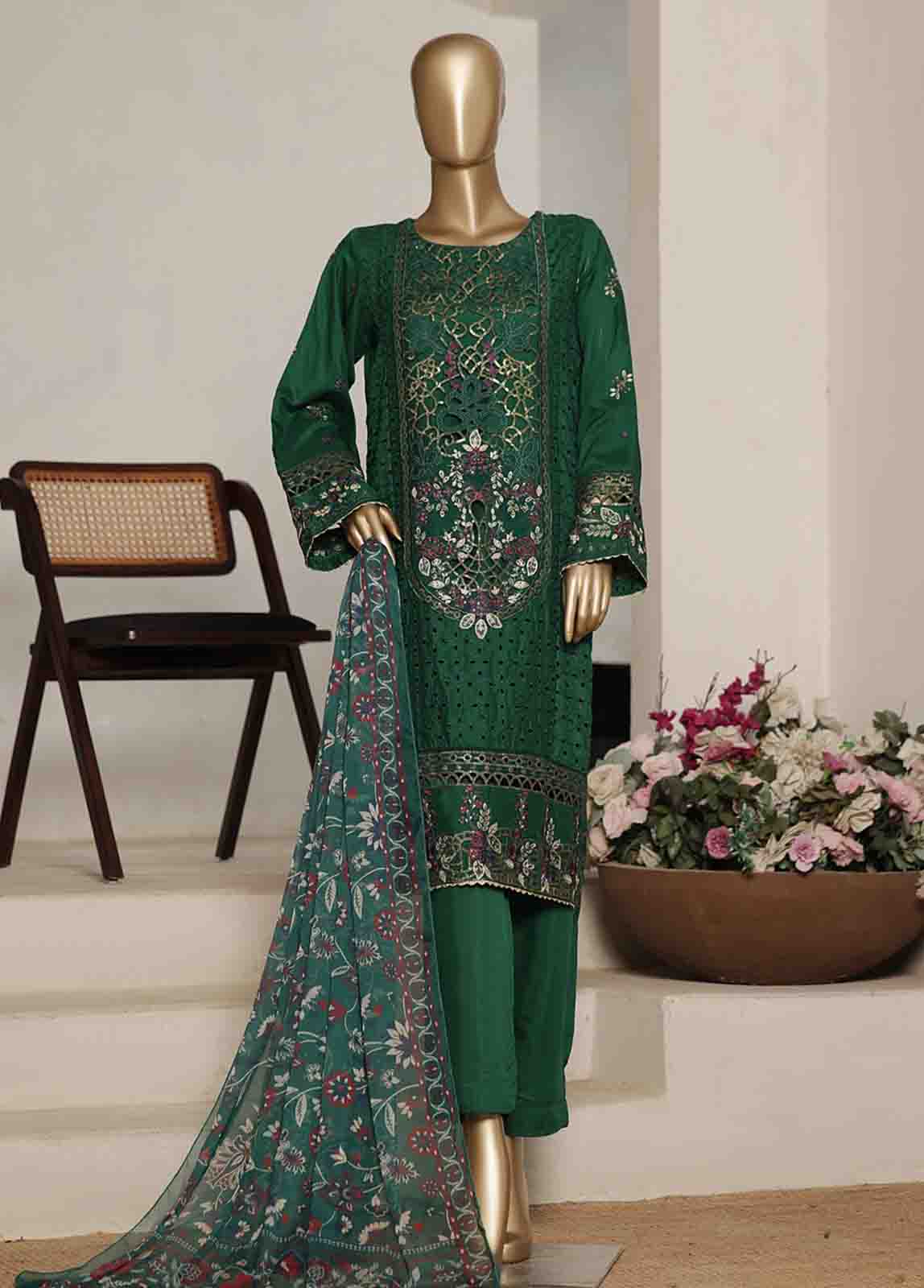 Bin Saeed Fabric - RTCS-0101 R-065- 3 Piece Luxury Embroidered Stitched Suit