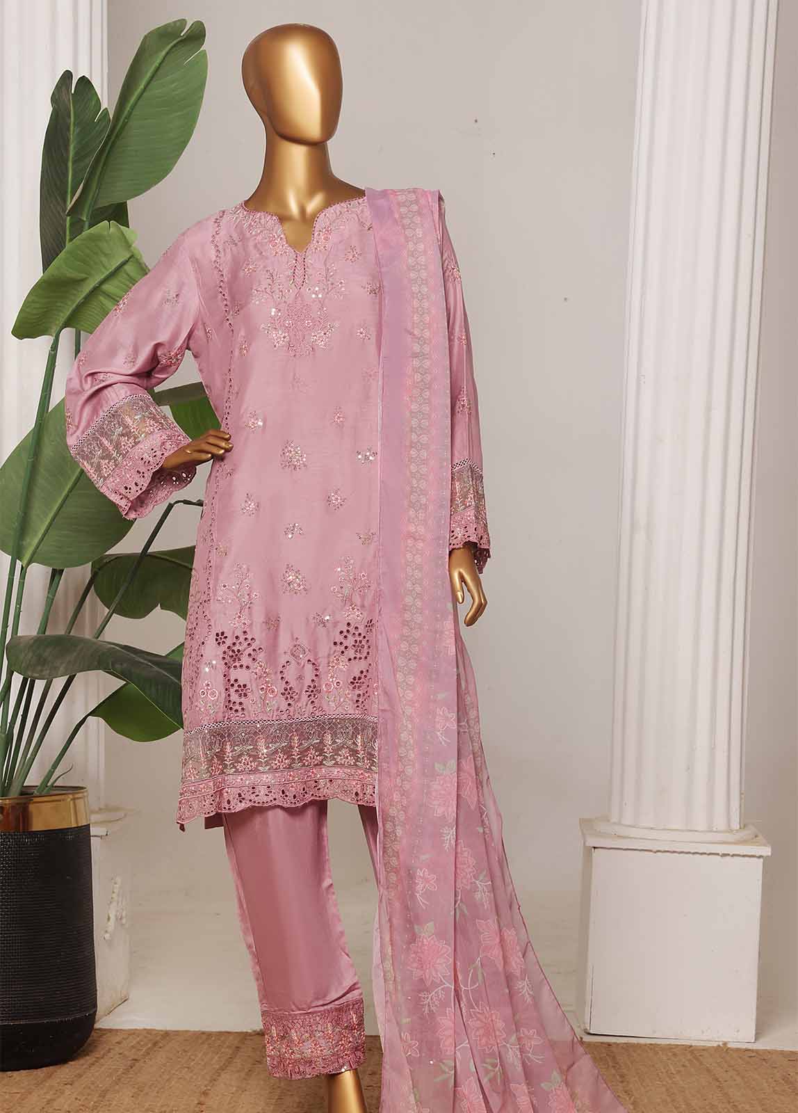 Bin Saeed Fabric - RTCS-0109-CS R-65- 3 Piece Luxury Embroidered Stitched Suit