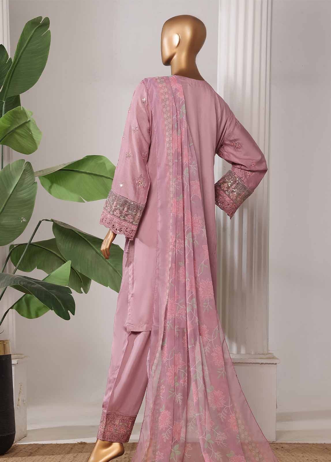 Bin Saeed Fabric - RTCS-0109-CS R-65- 3 Piece Luxury Embroidered Stitched Suit