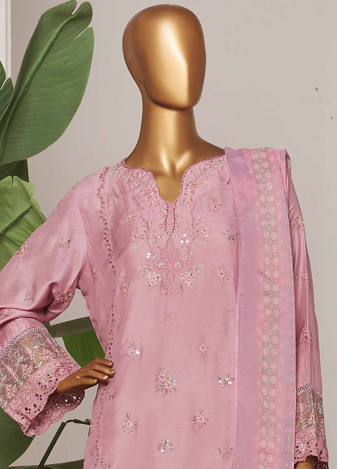 Bin Saeed Fabric - RTCS-0109-CS R-65- 3 Piece Luxury Embroidered Stitched Suit