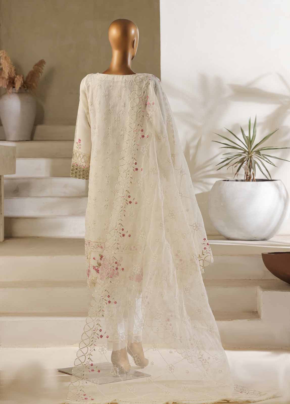 Bin Saeed Fabric - RTS-0017 M- 3 Piece Organza Stitched Suit