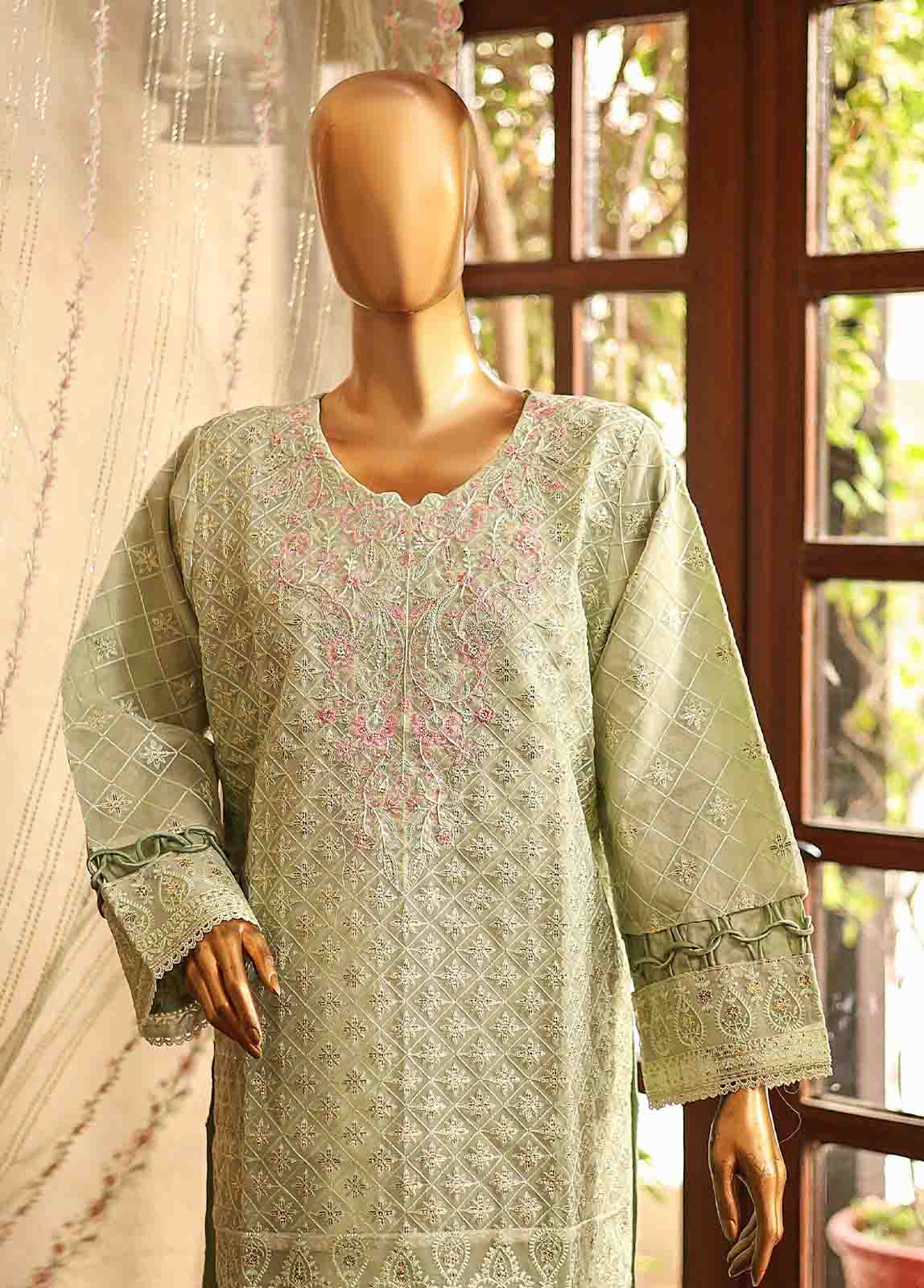 Bin Saeed Fabric - RTS-002 A- 3 Piece Embroidered Organza