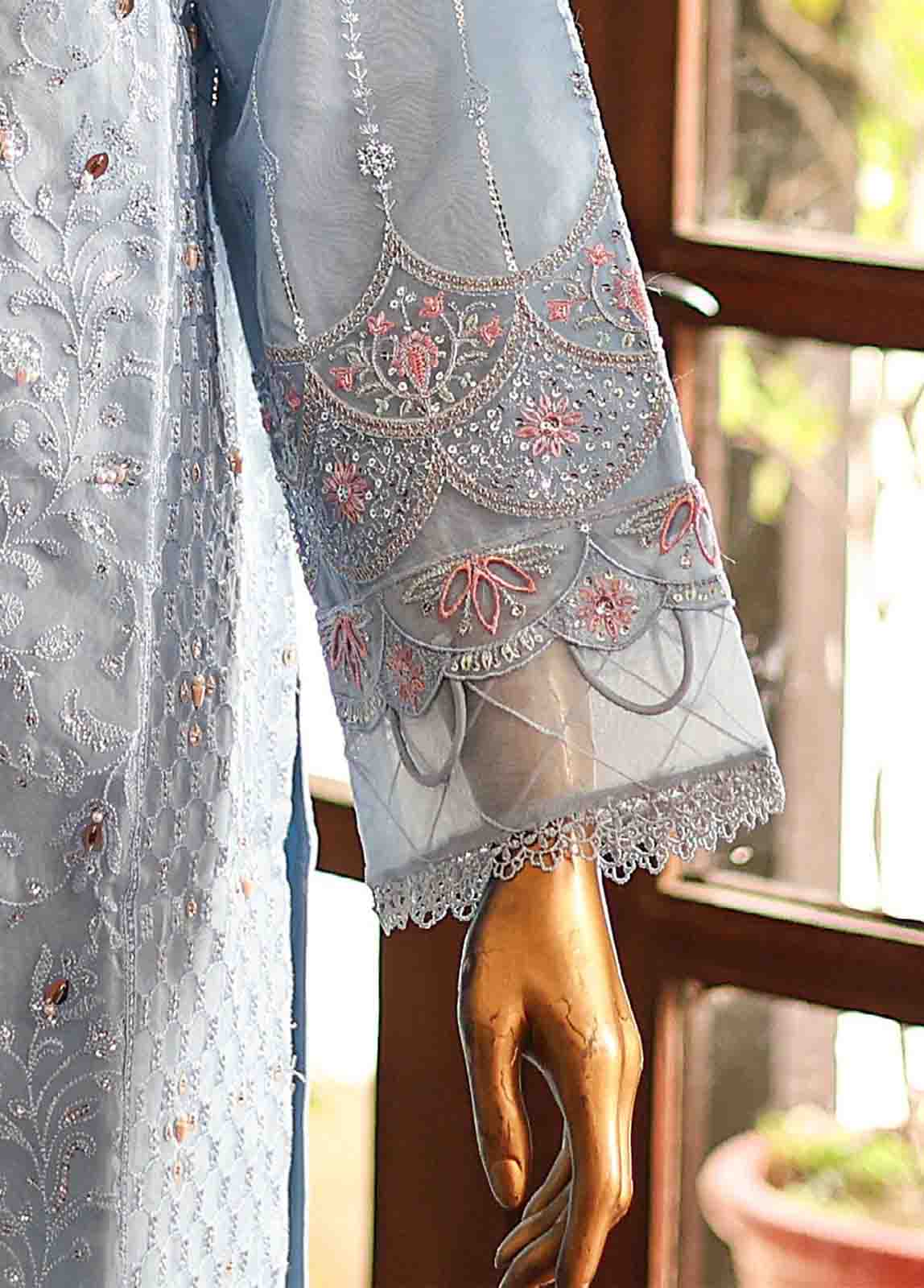 Bin Saeed Fabric - RTS-003- 3 Piece Embroidered Organza