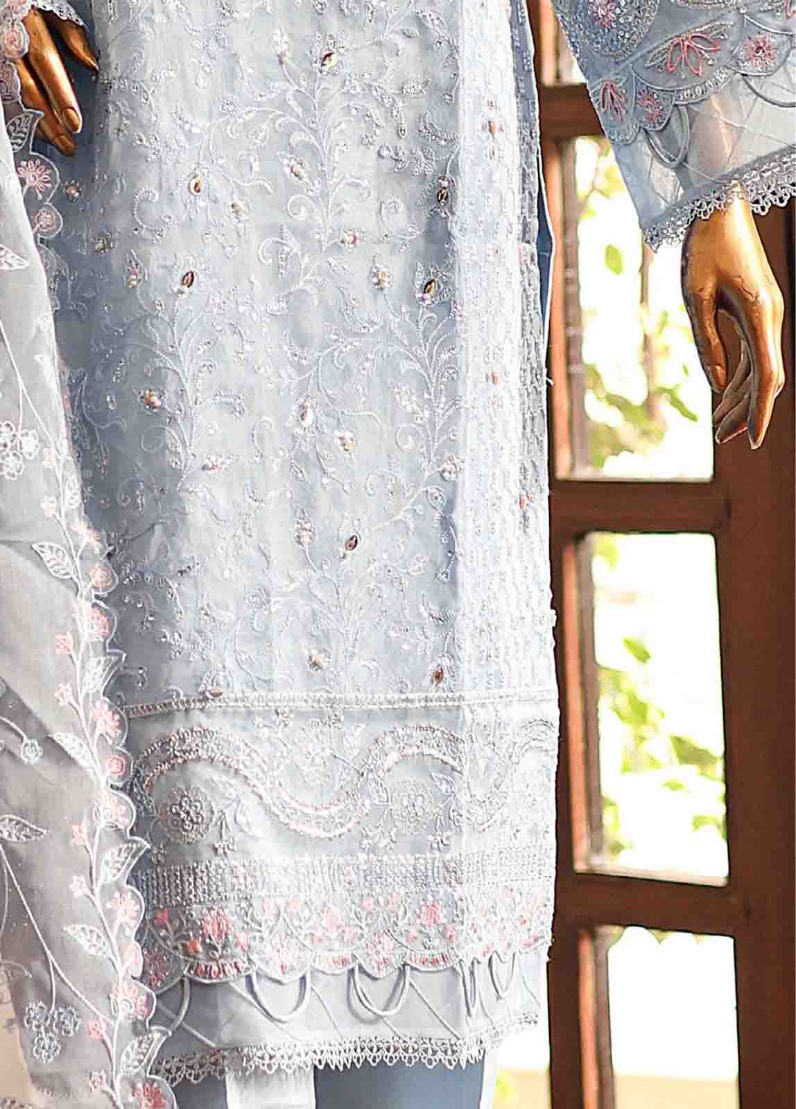 Bin Saeed Fabric - RTS-003- 3 Piece Embroidered Organza