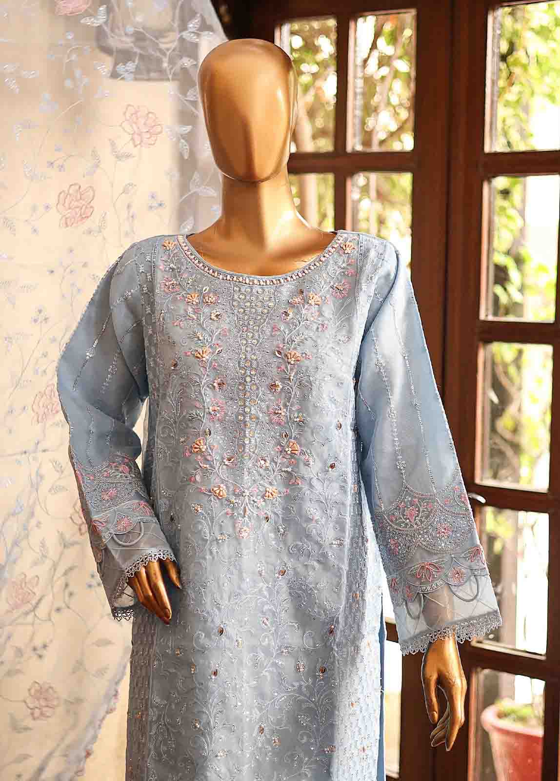 Bin Saeed Fabric - RTS-003- 3 Piece Embroidered Organza