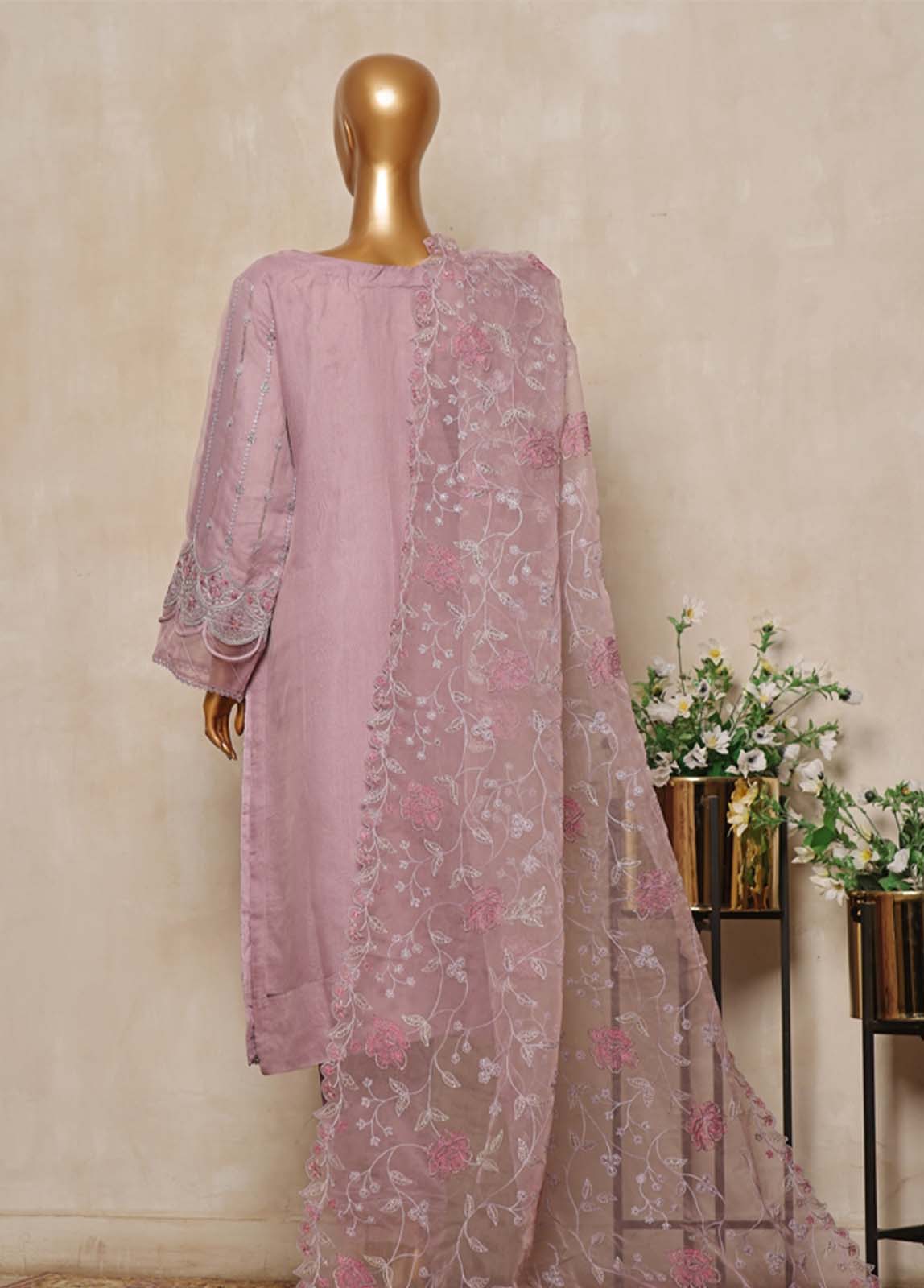 Bin Saeed Fabric - RTS-003 B- 3 Piece Embroidered Organza