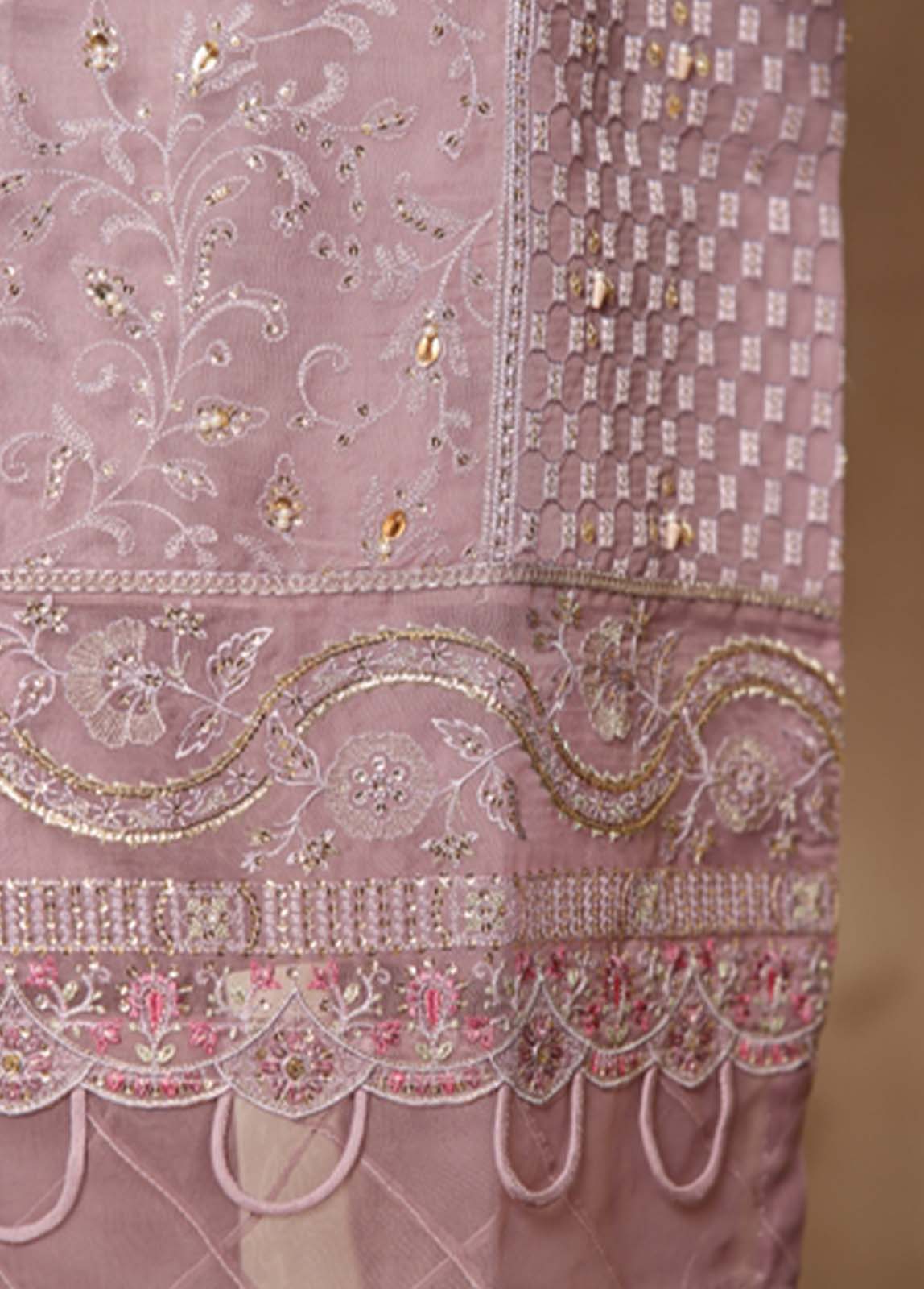 Bin Saeed Fabric - RTS-003 B- 3 Piece Embroidered Organza