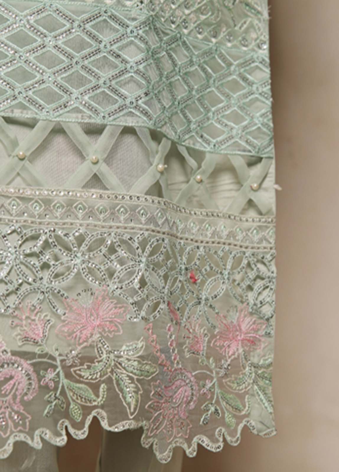 Bin Saeed Fabric - RTS-005- 3 Piece Embroidered Organza