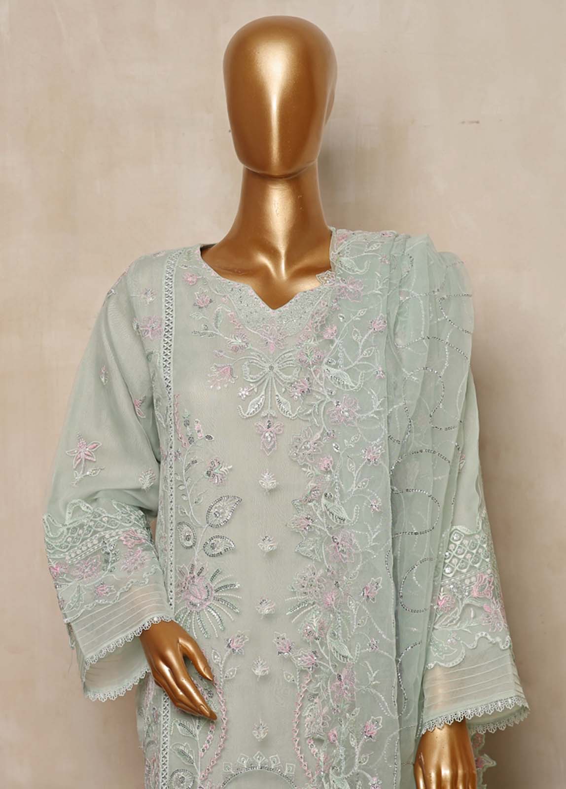 Bin Saeed Fabric - RTS-005- 3 Piece Embroidered Organza