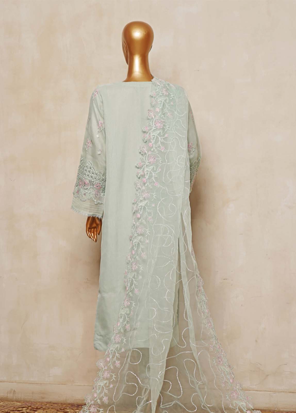 Bin Saeed Fabric - RTS-005- 3 Piece Embroidered Organza