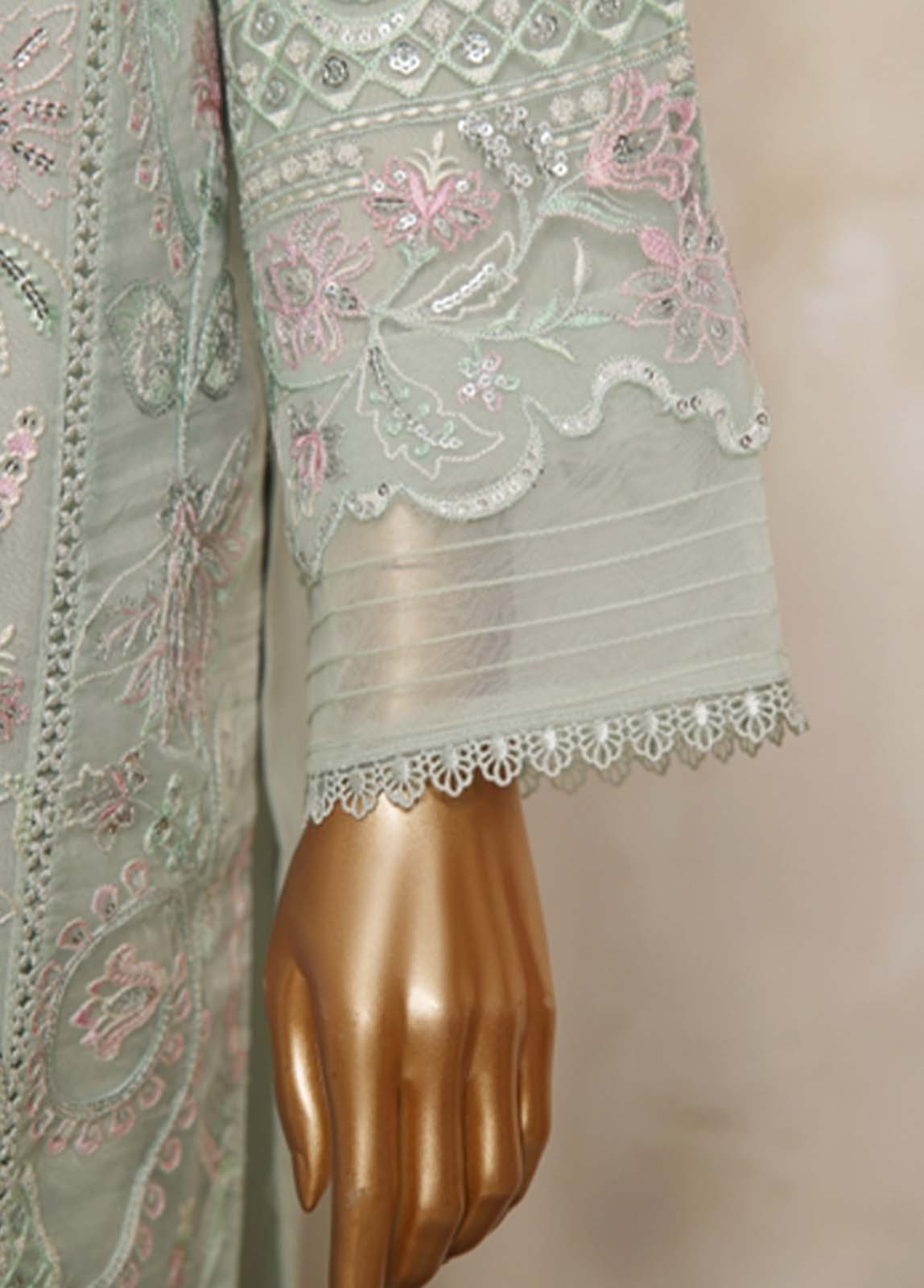 Bin Saeed Fabric - RTS-005- 3 Piece Embroidered Organza