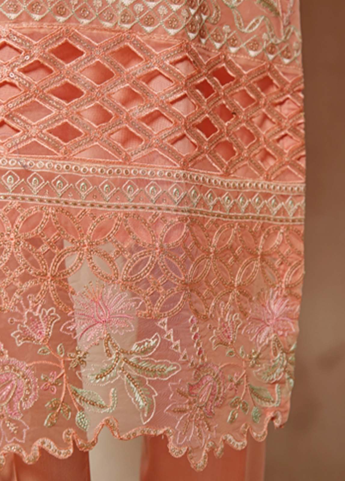 Bin Saeed Fabric - RTS-005 B- 3 Piece Embroidered Organza