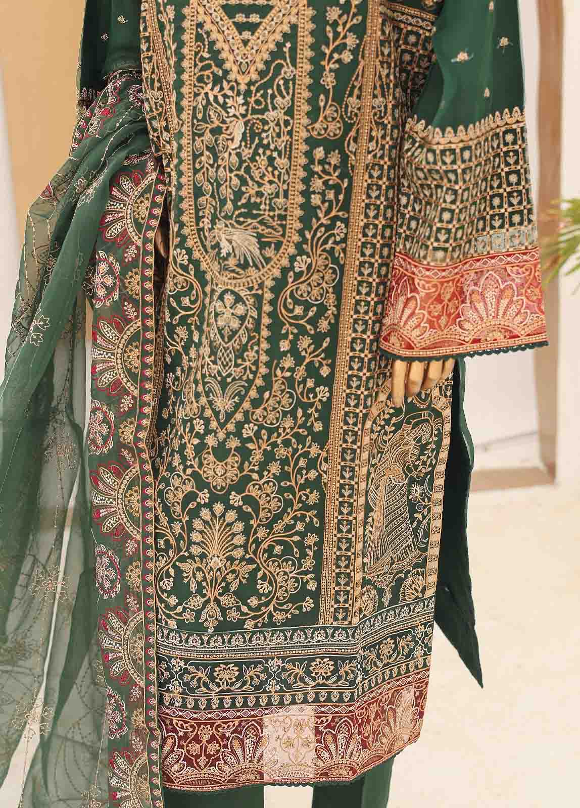 Bin Saeed Fabric - RTS-006- 3 Piece Embroidered Organza