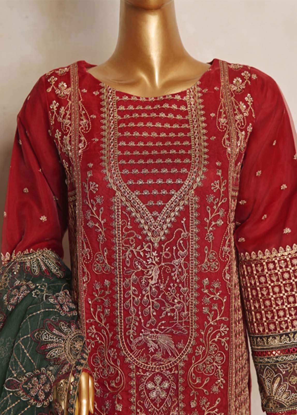 Bin Saeed Fabric - RTS-006- 3 Piece Embroidered Organza