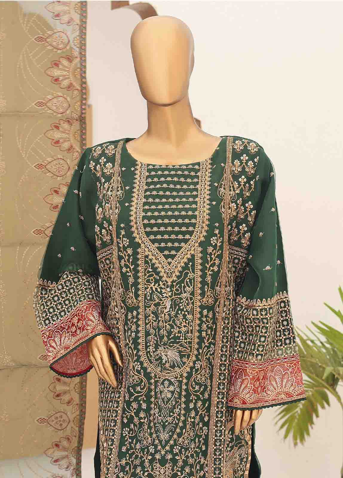 Bin Saeed Fabric - RTS-006- 3 Piece Embroidered Organza