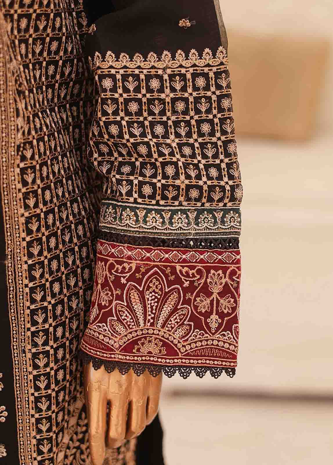 Bin Saeed Fabric - RTS-006 E- 3 Piece Embroidered Organza