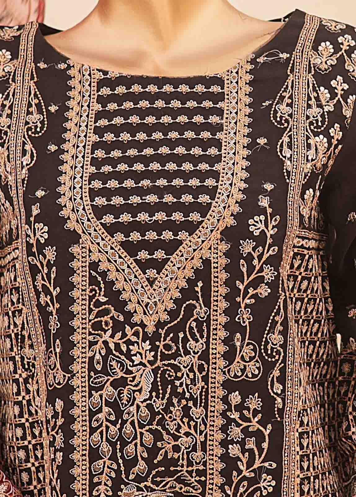 Bin Saeed Fabric - RTS-006 E- 3 Piece Embroidered Organza