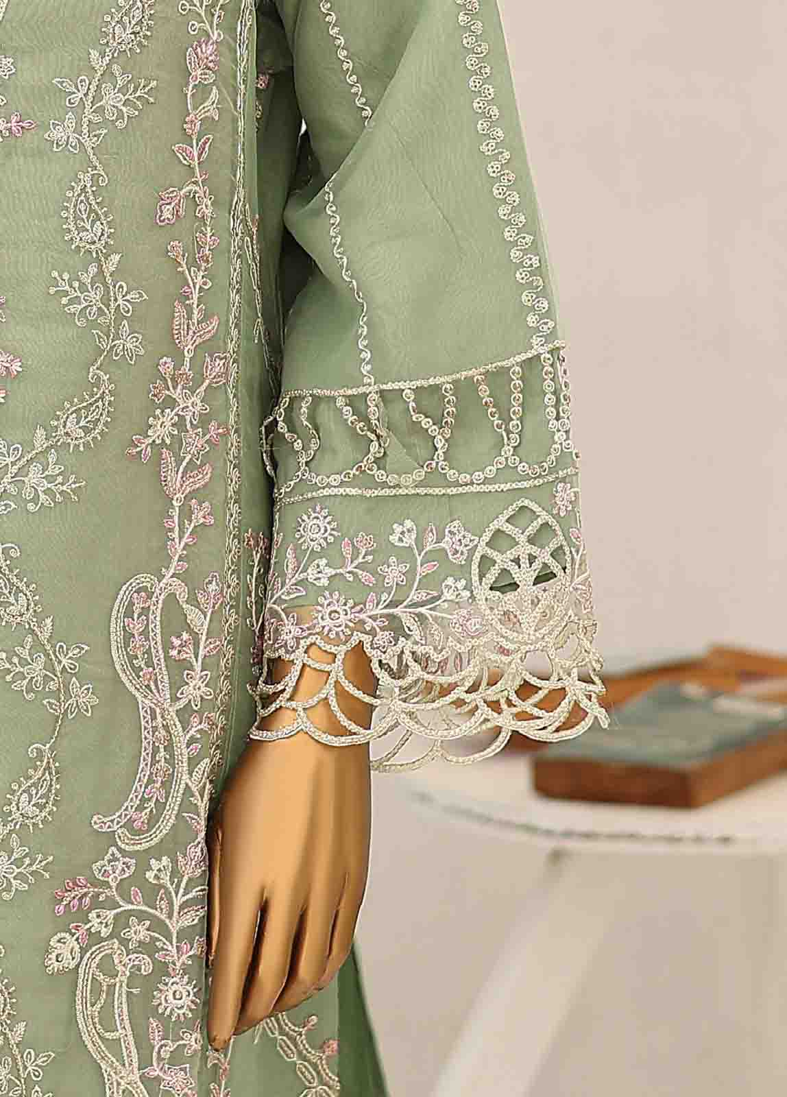 Bin Saeed Fabric - RTS-007 J R72 - 3 Piece Embroidered Organza