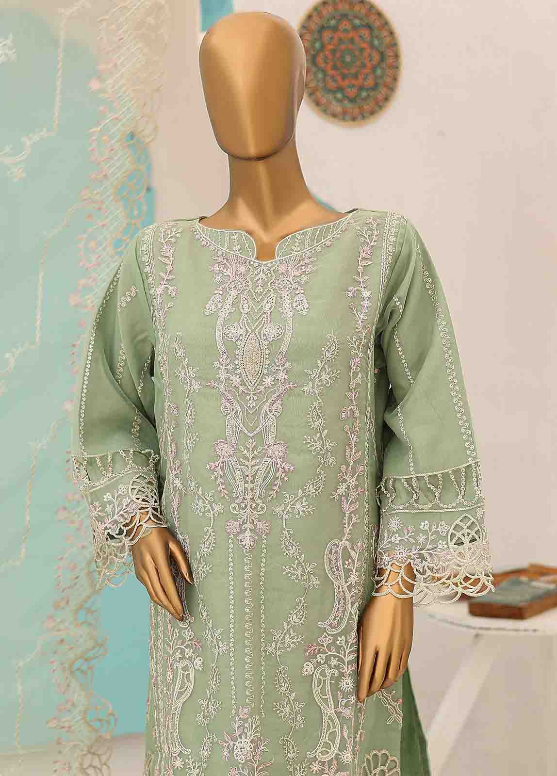 Bin Saeed Fabric - RTS-007 J R72 - 3 Piece Embroidered Organza