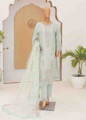 RTS-008- 3 Piece Embroidered Organza