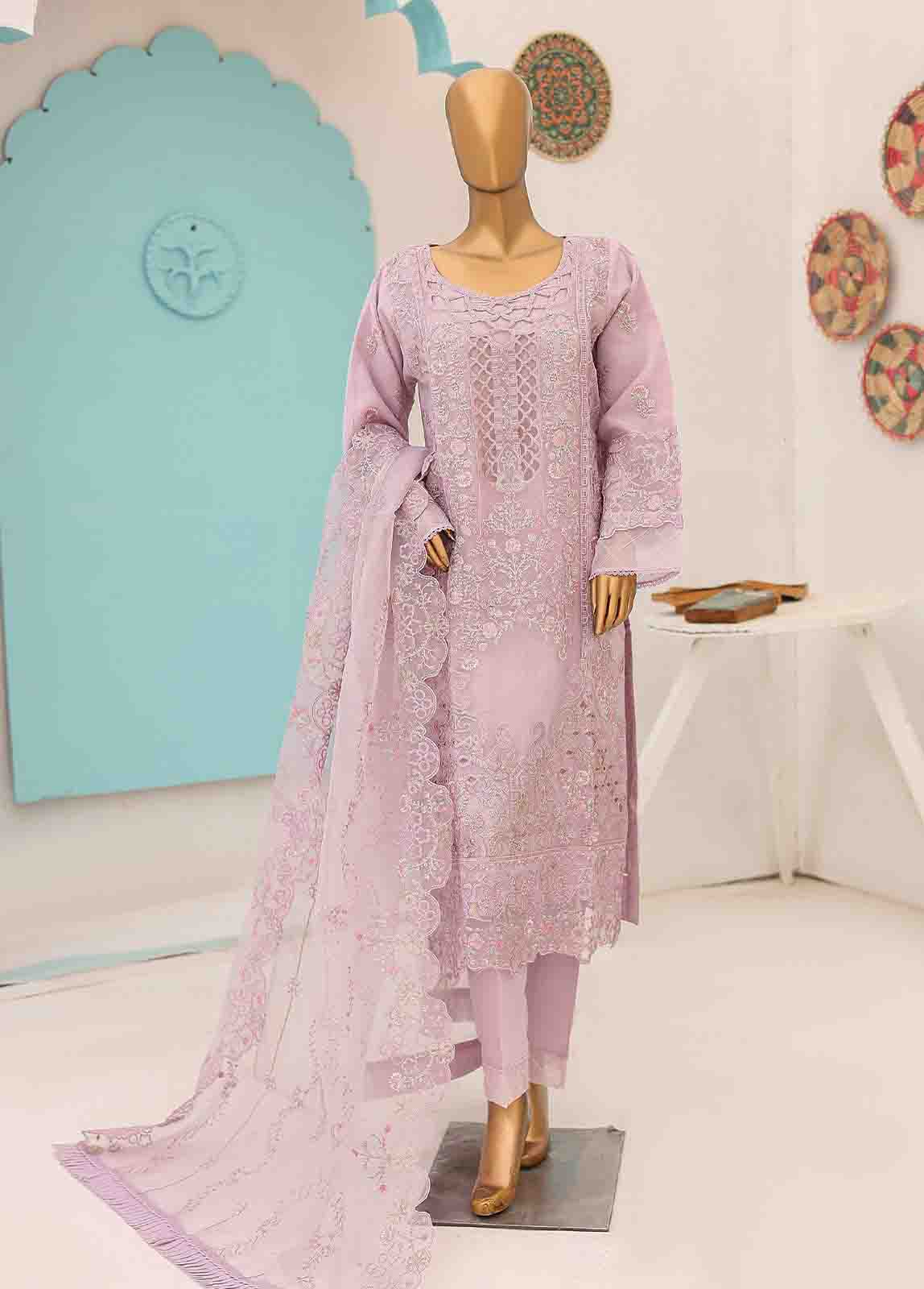 Bin Saeed Fabric - RTS-009 J- 3 Piece Embroidered Organza