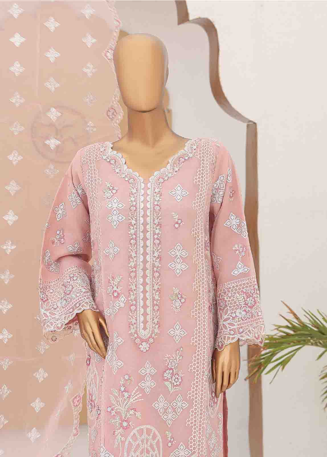 Bin Saeed Fabric - RTS-012- 3 Piece Embroidered Organza