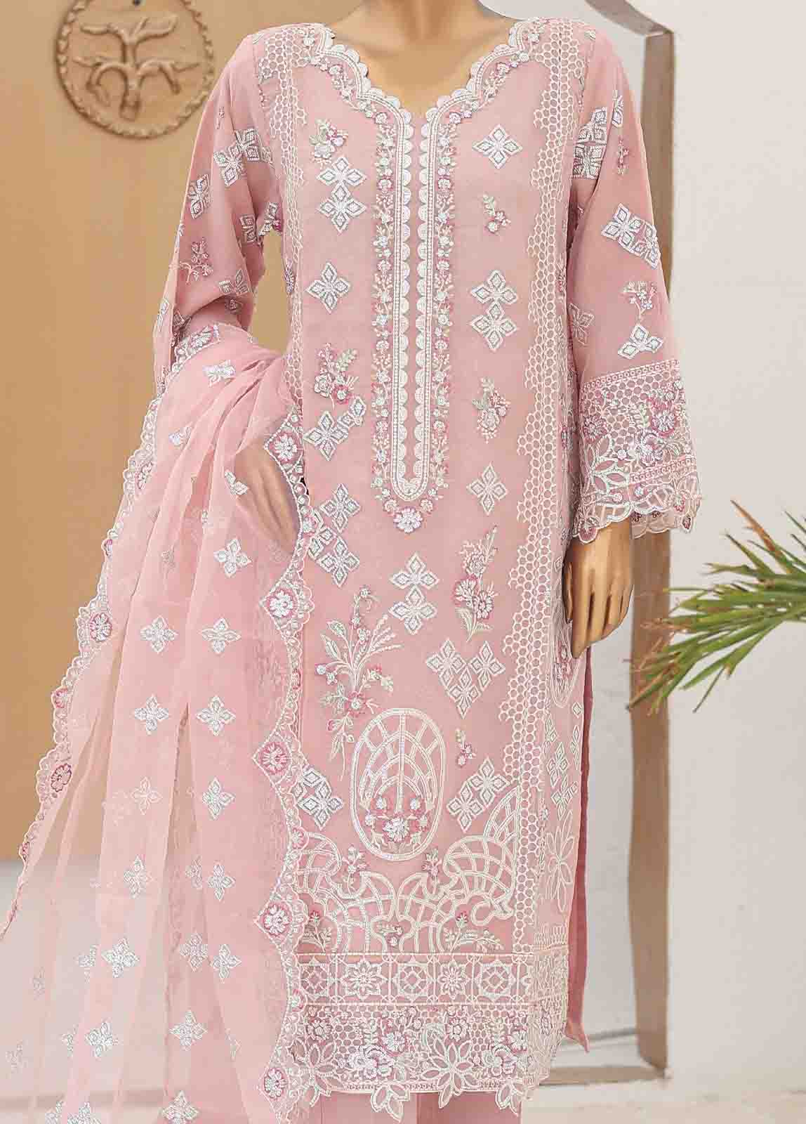 Bin Saeed Fabric - RTS-012- 3 Piece Embroidered Organza