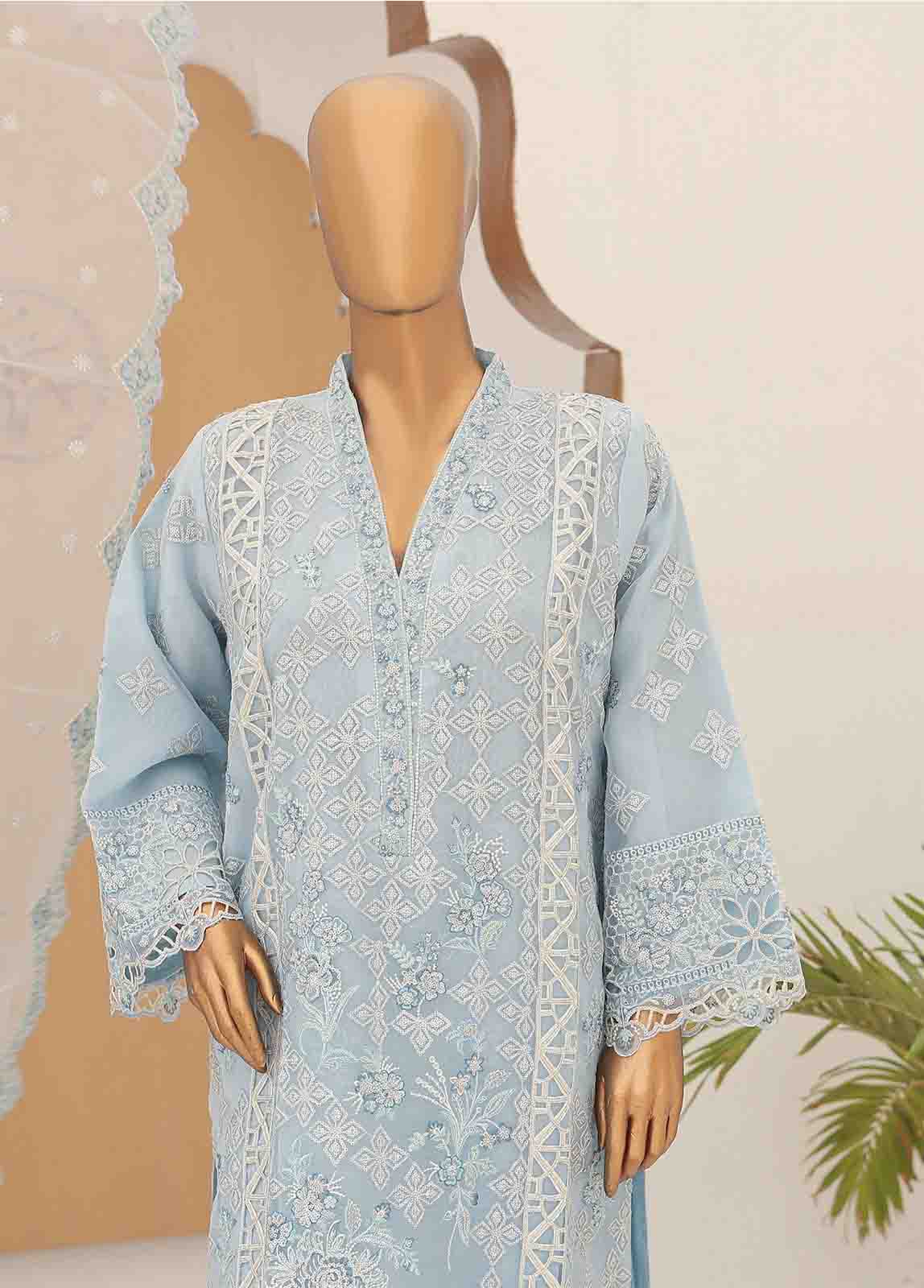 Bin Saeed Fabric - RTS-013- 3 Piece Embroidered Organza