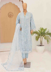 RTS-013- 3 Piece Embroidered Organza