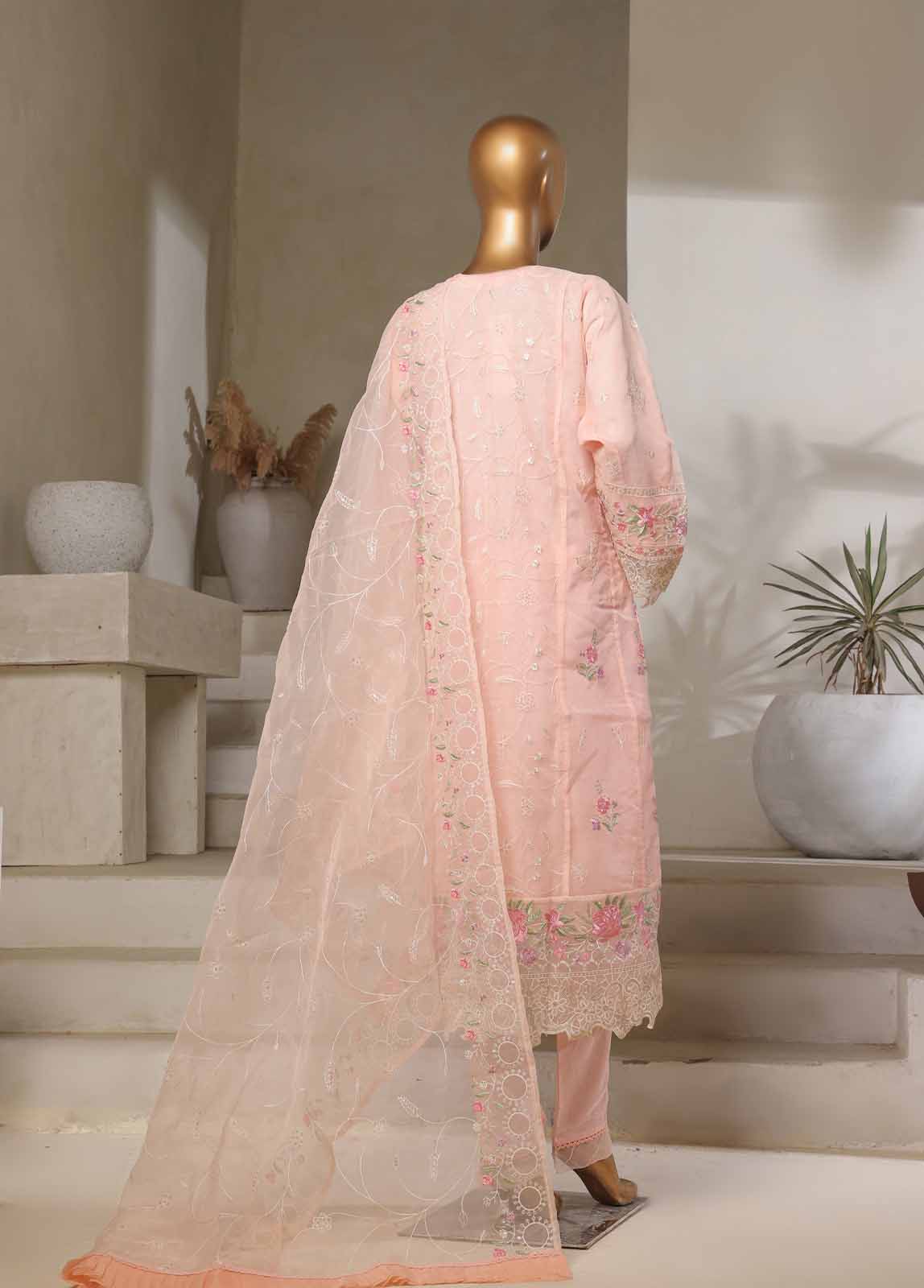 RTS-013 M- 3 Piece Organza Stitched Suit