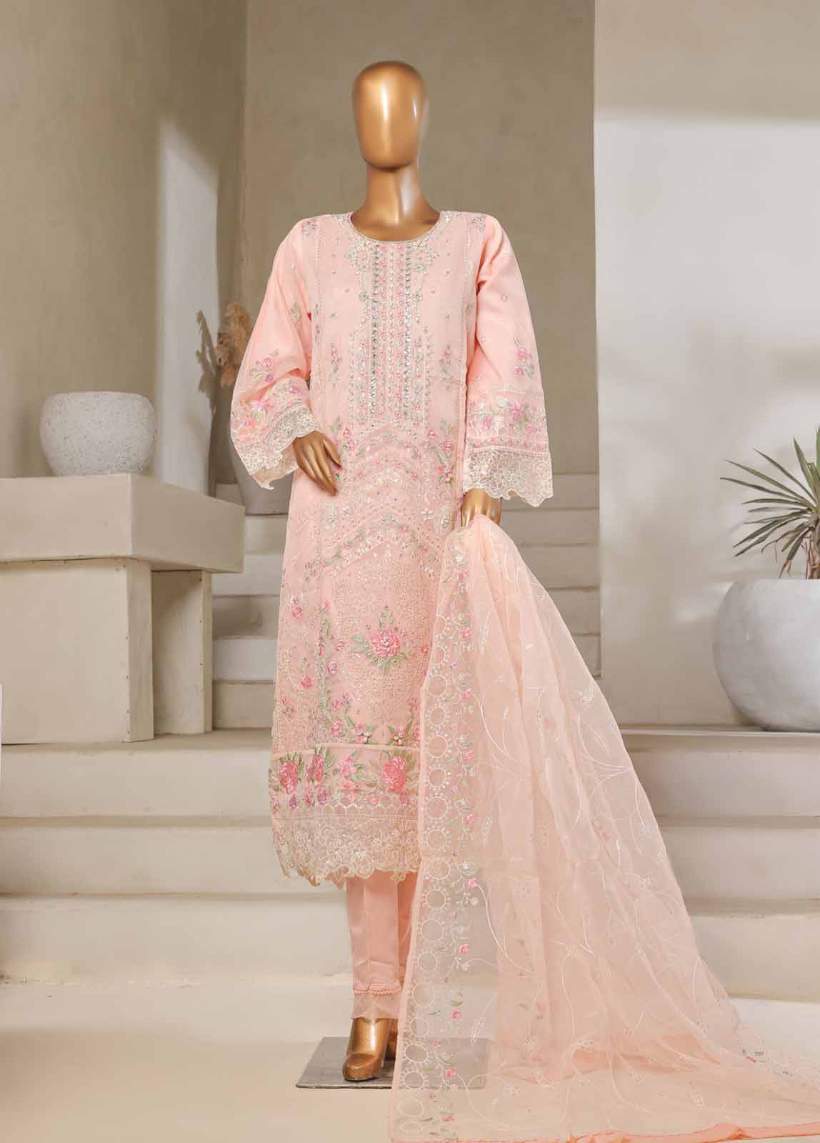 Bin Saeed Fabric - RTS-013 M- 3 Piece Organza Stitched Suit