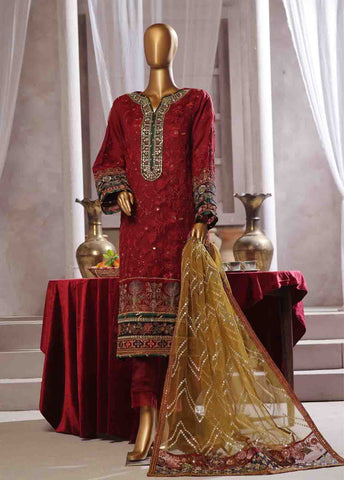 Bin Saeed Fabric - RTS-014 A- 3 Piece Embroidered Organza
