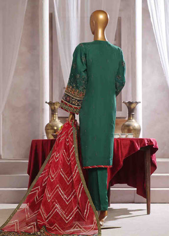 Bin Saeed Fabric - RTS-014 B- 3 Piece Embroidered Organza