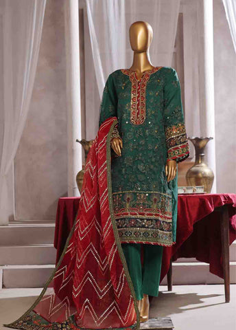 Bin Saeed Fabric - RTS-014 B- 3 Piece Embroidered Organza