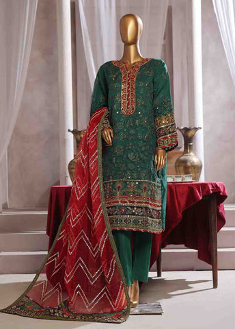 Bin Saeed Fabric - RTS-014 B- 3 Piece Embroidered Organza
