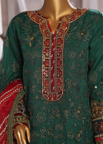 Bin Saeed Fabric - RTS-014 B- 3 Piece Embroidered Organza