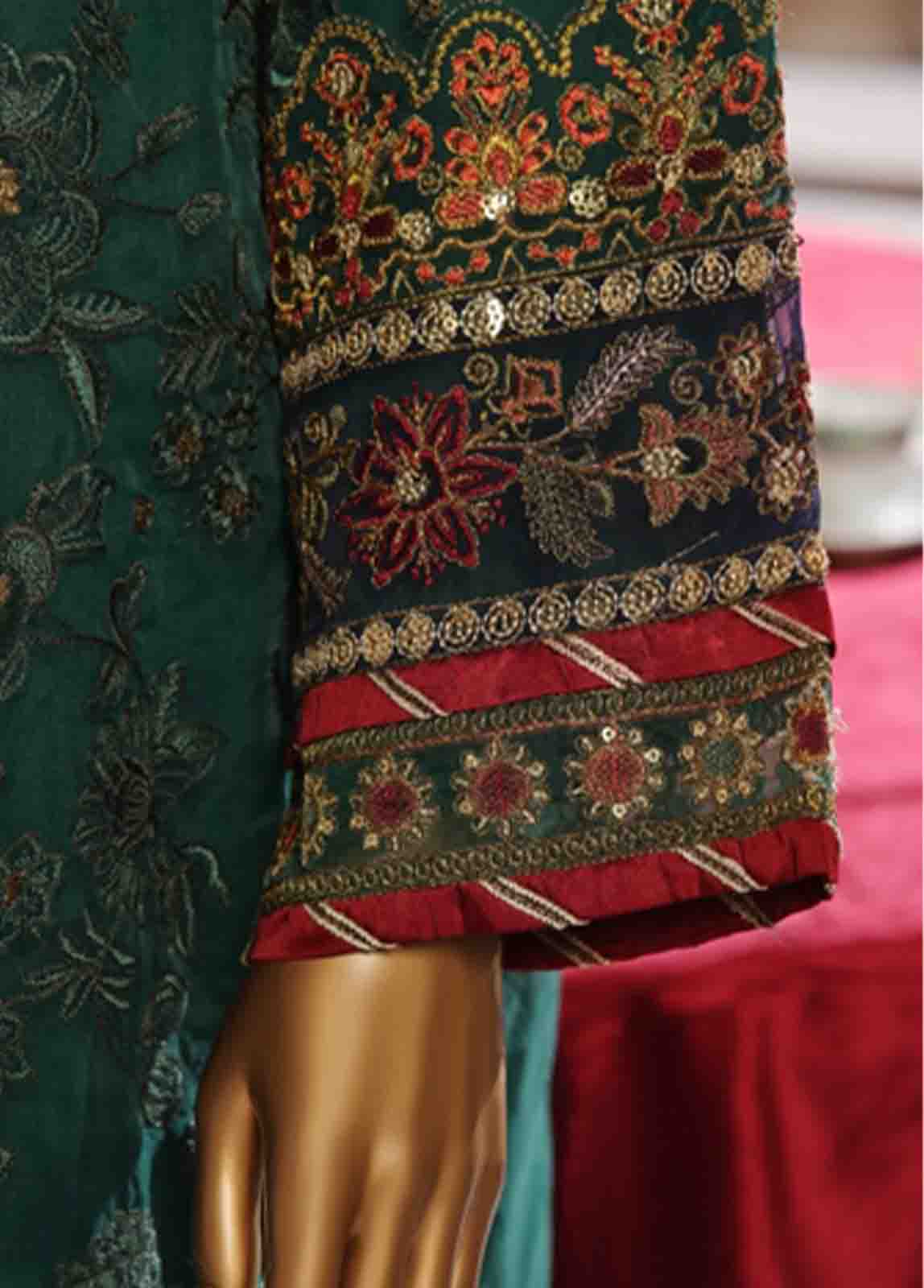 Bin Saeed Fabric - RTS-014 B- 3 Piece Embroidered Organza