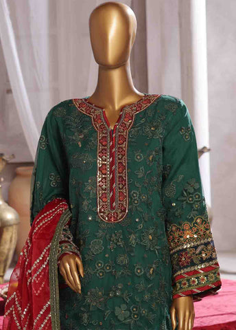 Bin Saeed Fabric - RTS-014 B- 3 Piece Embroidered Organza