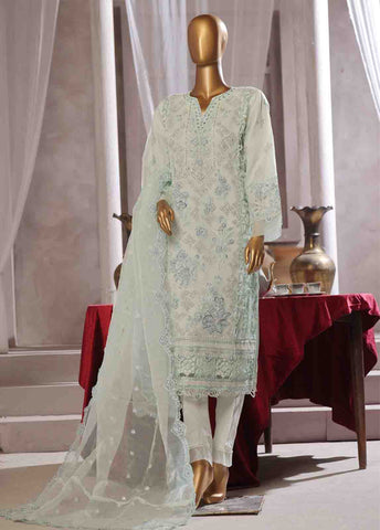Bin Saeed Fabric - RTS-015 B- 3 Piece Embroidered Organza
