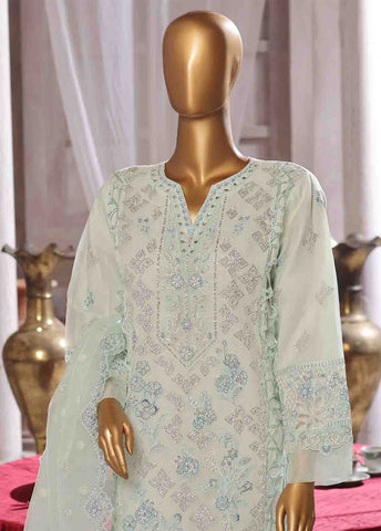 Bin Saeed Fabric - RTS-015 B- 3 Piece Embroidered Organza