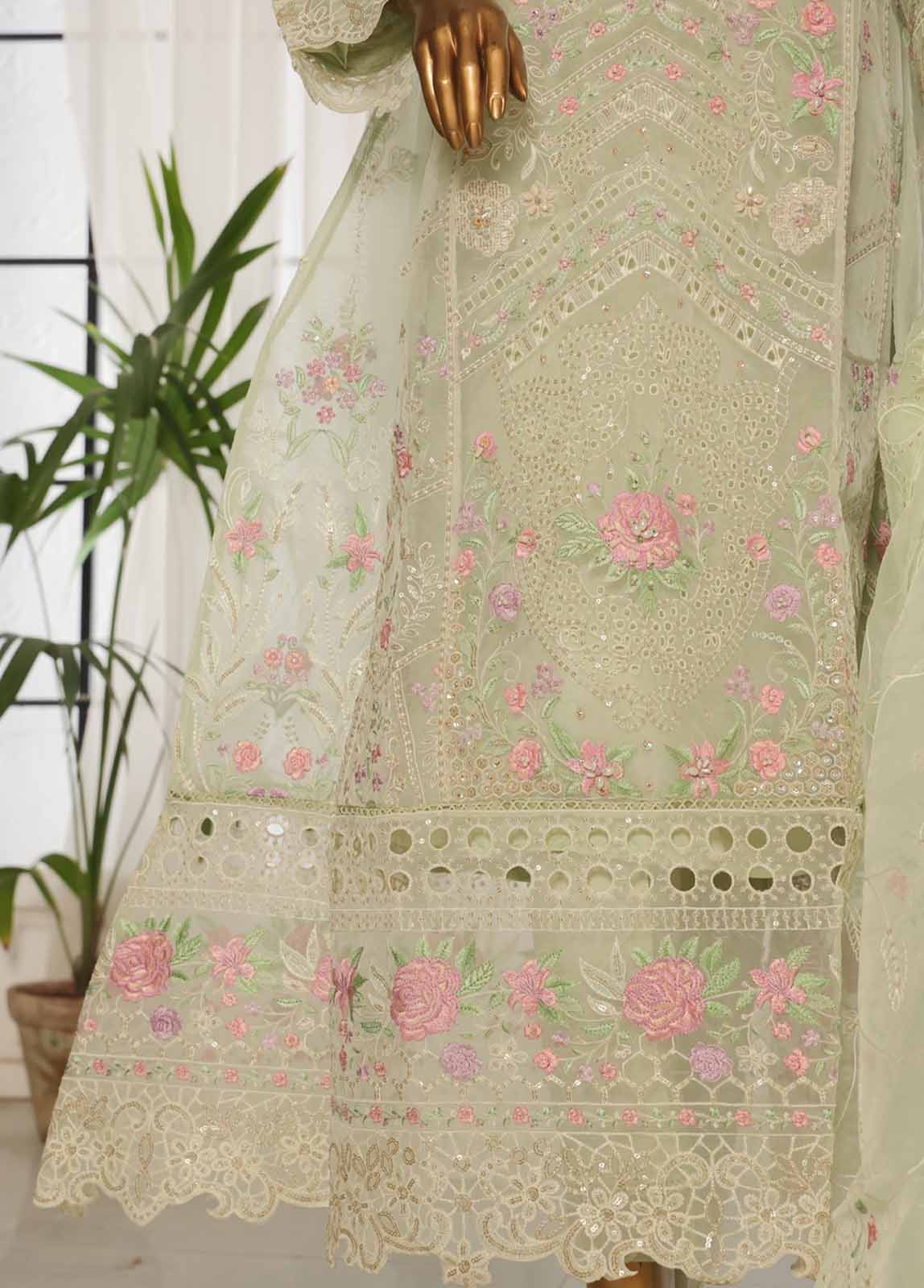 Bin Saeed Fabric - RTS-015 F- 3 Piece Organza Stitched Suit