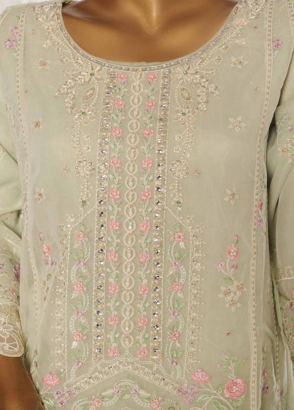 Bin Saeed Fabric - RTS-015 F- 3 Piece Organza Stitched Suit