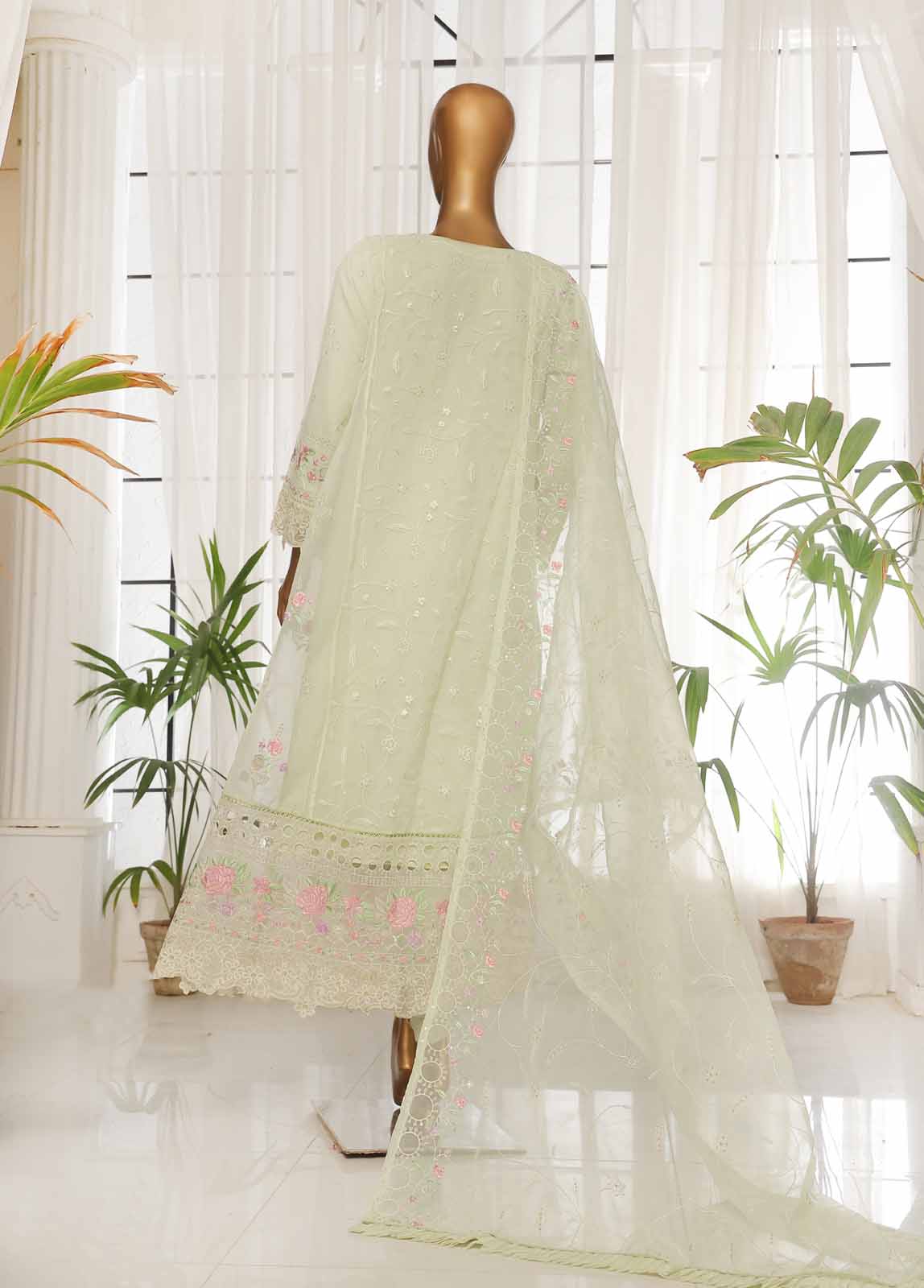 Bin Saeed Fabric - RTS-015 F- 3 Piece Organza Stitched Suit