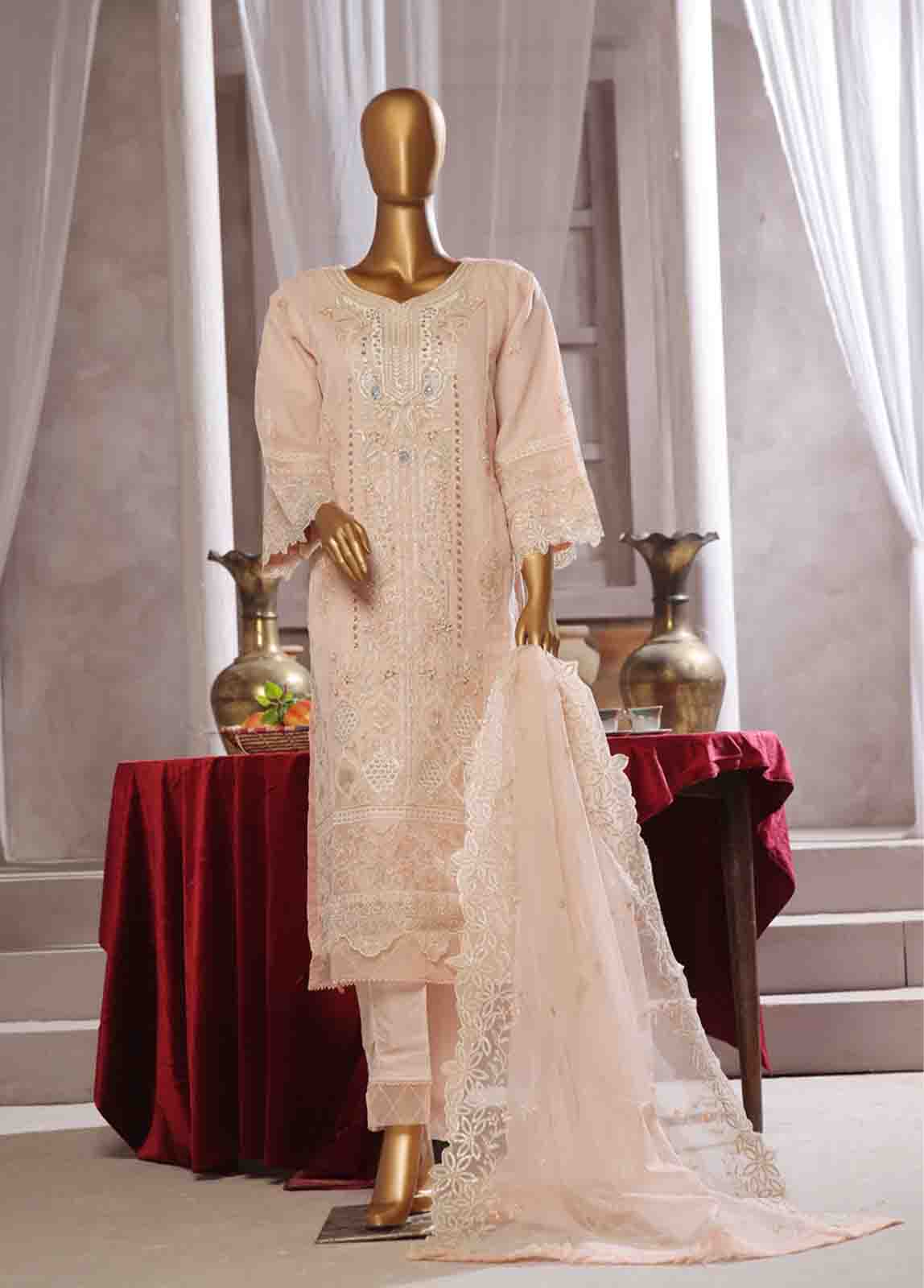 Bin Saeed Fabric - RTS-016- 3 Piece Embroidered Organza